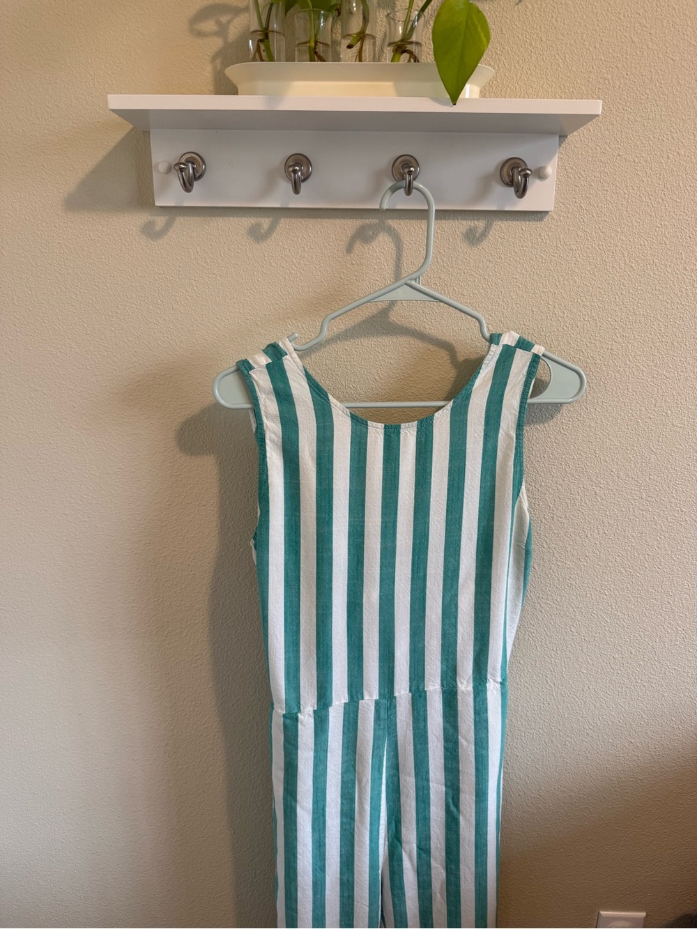 Marine Layer Teal & White Striped Sleeveless Jumpsuit